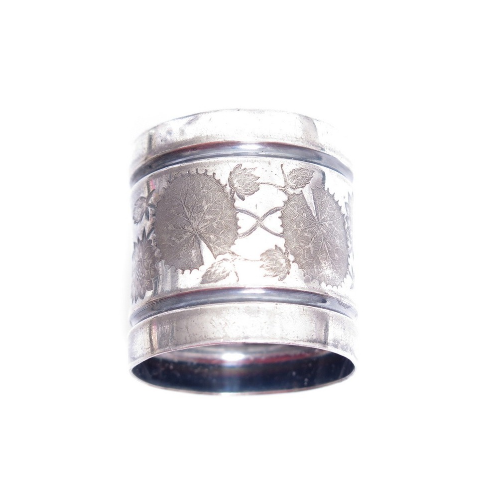SILVER‎ PLATED VICTORIAN ANTIQUE INFINITY LILY PADS NAPKIN RING HOLDER MDD*A860